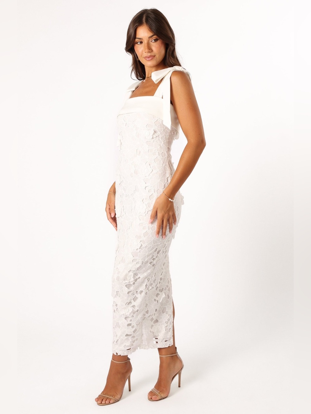NEW Petal & Pup Emersyn White Lace Midi Dress with Tie Straps XL - Picture 11 of 11